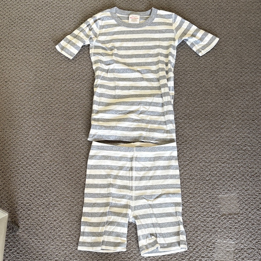 Hanna Andersson Gray & White Striped Pajama Set